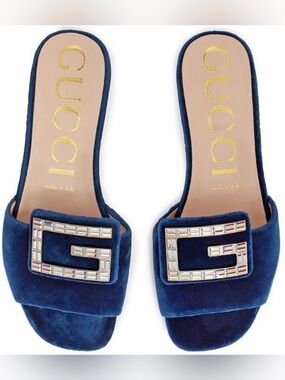 Authentic Gucci Madelyn Velvet Slides